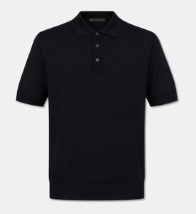 Corneliani Fine-knit Polo Sweater, Black, 58, Packshot View