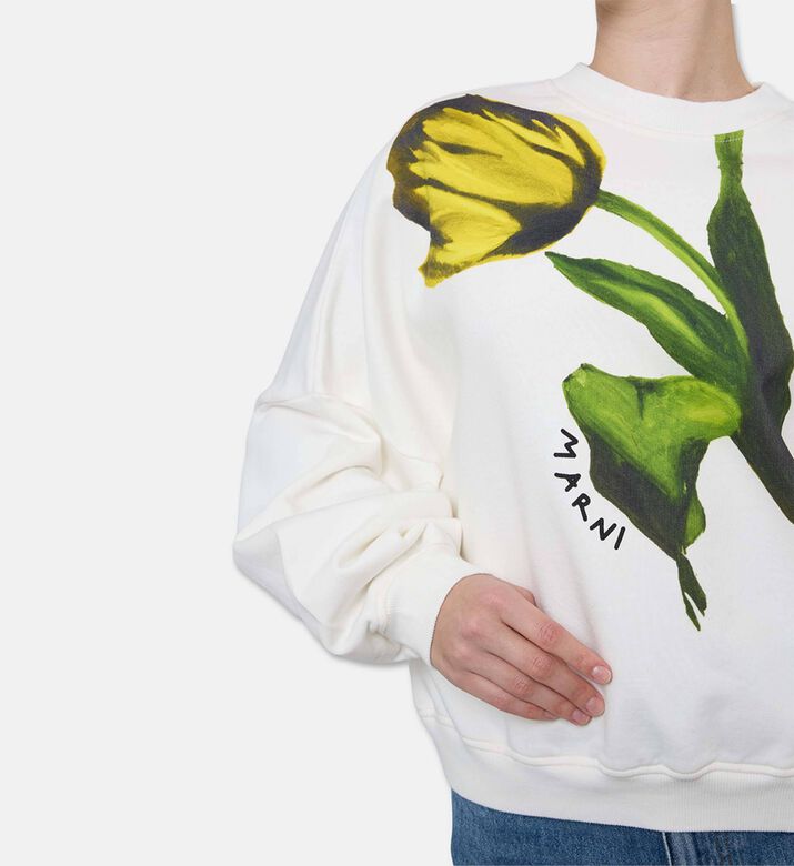 Marni Logo-tulip Printed Oversized Sweatshirt, Model View