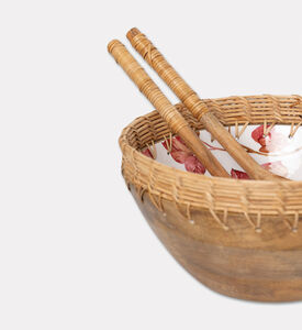 Home Deco and More Cane-woven 3-piece Border Herbs-print Bowl Set, Packshot View