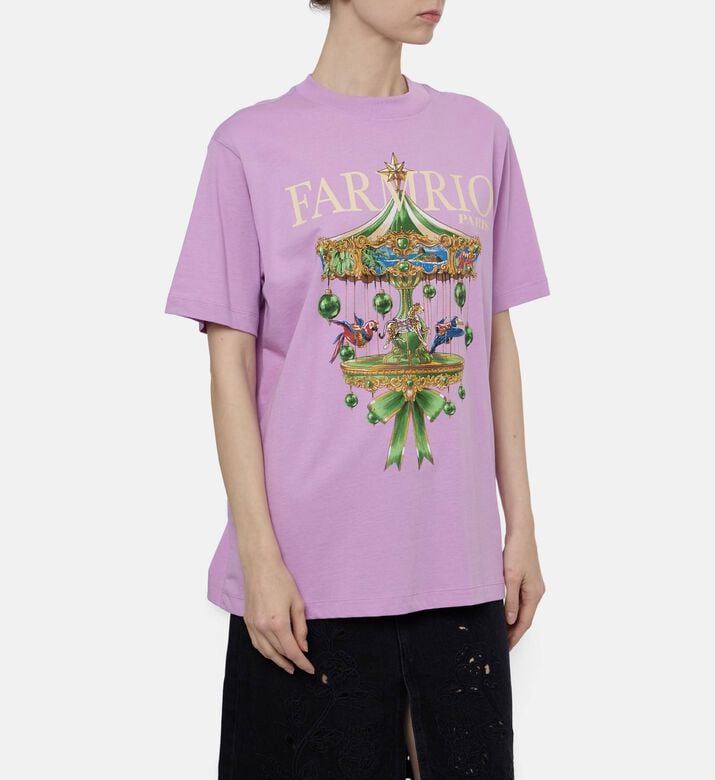 Farm Rio Paris Carousel Printed T-shirt, Model View