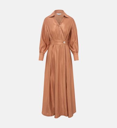 Wrapped Collar Flared Dress