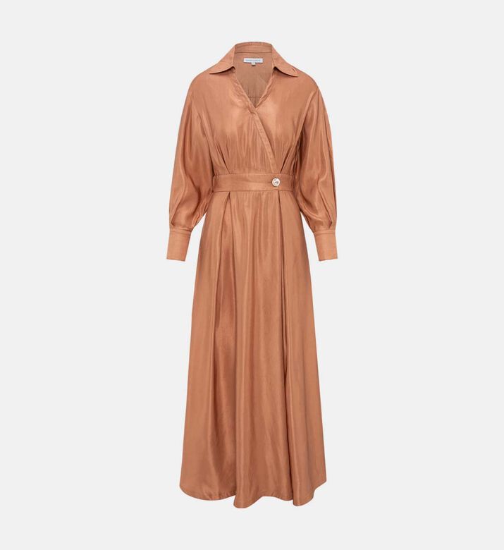 Wrapped Collar Flared Dress