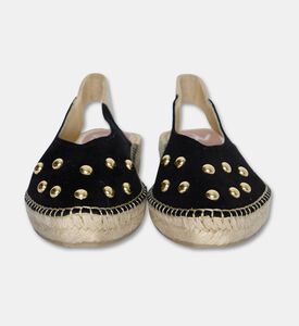 Salvi Studded Suede Slingback Espadrille Flat, Black, Eu-41, Packshot View