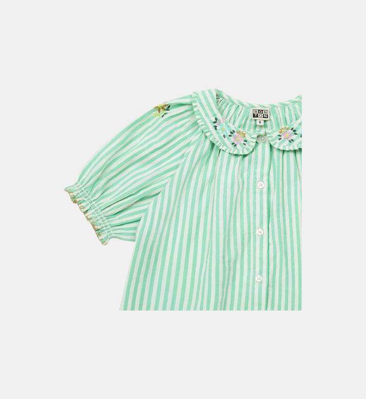 Striped Cotton Crepe Blouse