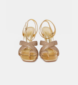 صندل جلدي بكعب عالي معدني