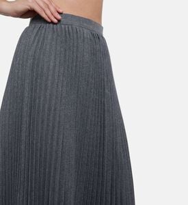 Blue For Burgundy Metallic Pleated Panels Knit Maxi Skirt, Model View