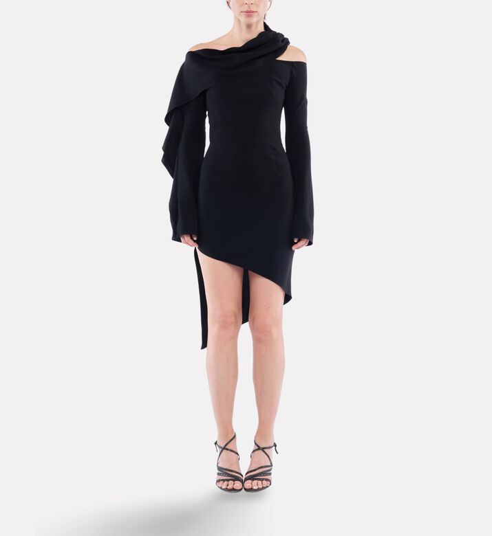 Nensi Dojaka Asymmetric Long-sleeve Mini Dress, Model View