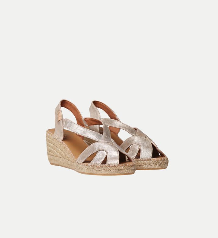 Lucia-as Metallic Leather Mid-wedge Espadrille