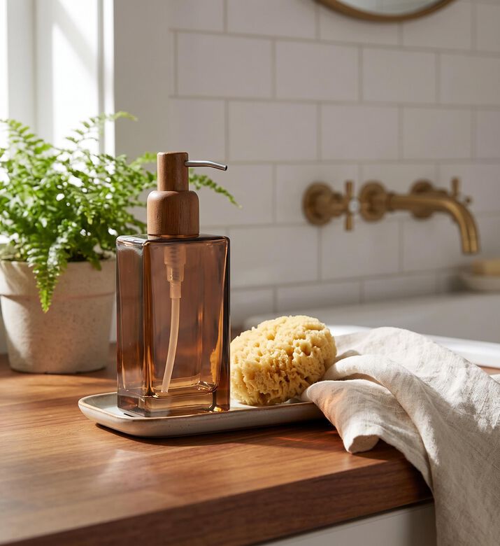 Andrea House Marrom Glass Soap Dispenser, Model View
