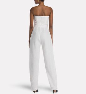 Savanna Linen Pleated Strapless Corset Jumpsuit, Model View