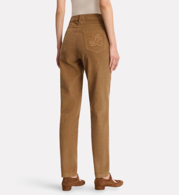 Luisa Spagnoli Ogniora Gold-tone Button Straight-leg Jeans, Brown, 46, Model View