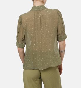 Ba and Sh All-over Print Short-sleeve Shirt, Khaki, S, Model View