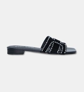 Bibilou Strass-trim Suede Slide Sandals, Black, Eu-39, Packshot View