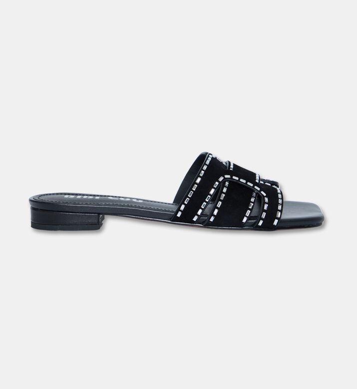 Bibilou Strass-trim Suede Slide Sandals, Black, Eu-39, Packshot View