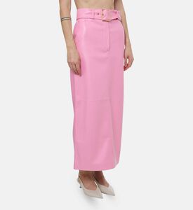 Rowen Rose Removable Belt Faux Leather Pencil Skirt, Model View