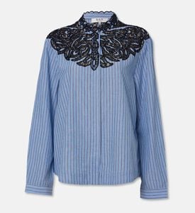Sea NY Maella Lace Overlay Contrast Stripe Shirt, Packshot View