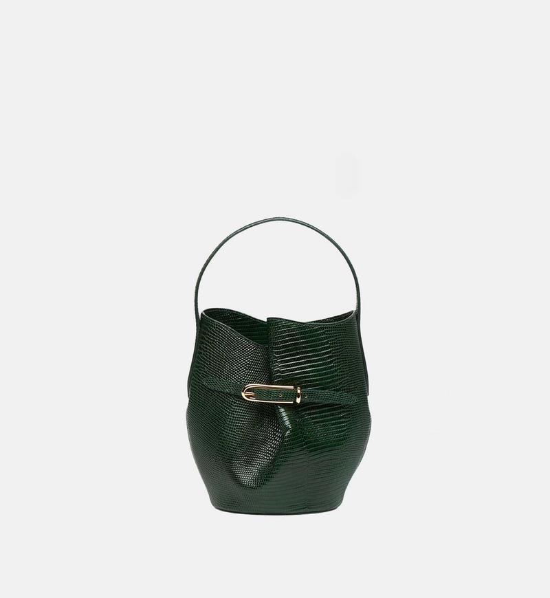 Leather Mini Belted Bucket Bag