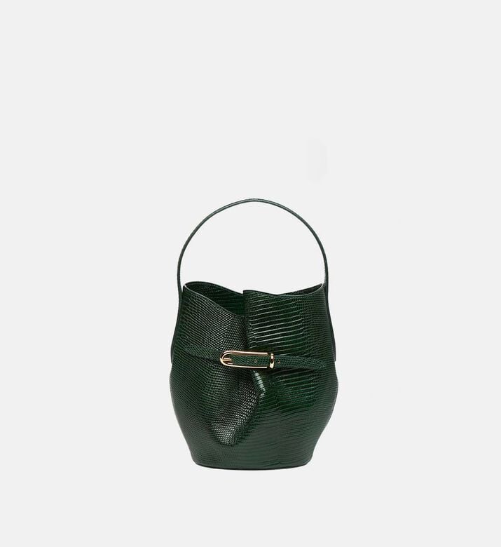 Leather Mini Belted Bucket Bag