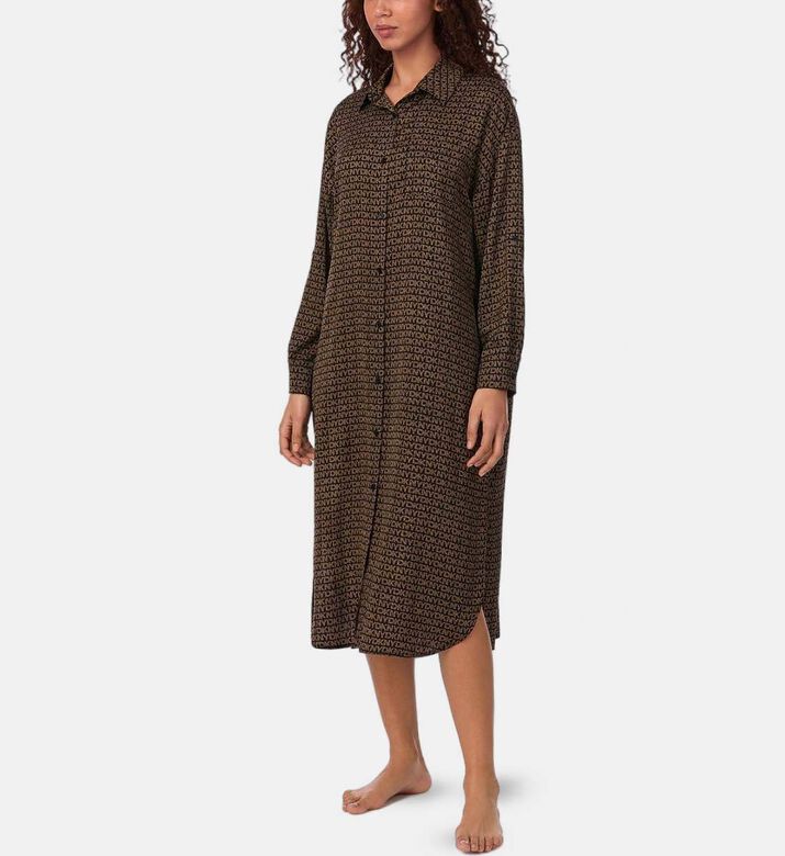 قميص نوم بأكمام طويلة بطبعة على كامله