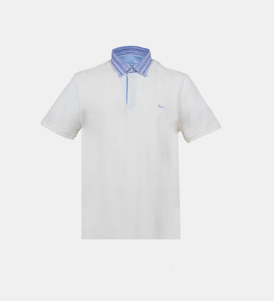 Striped Collar Cotton Polo Shirt