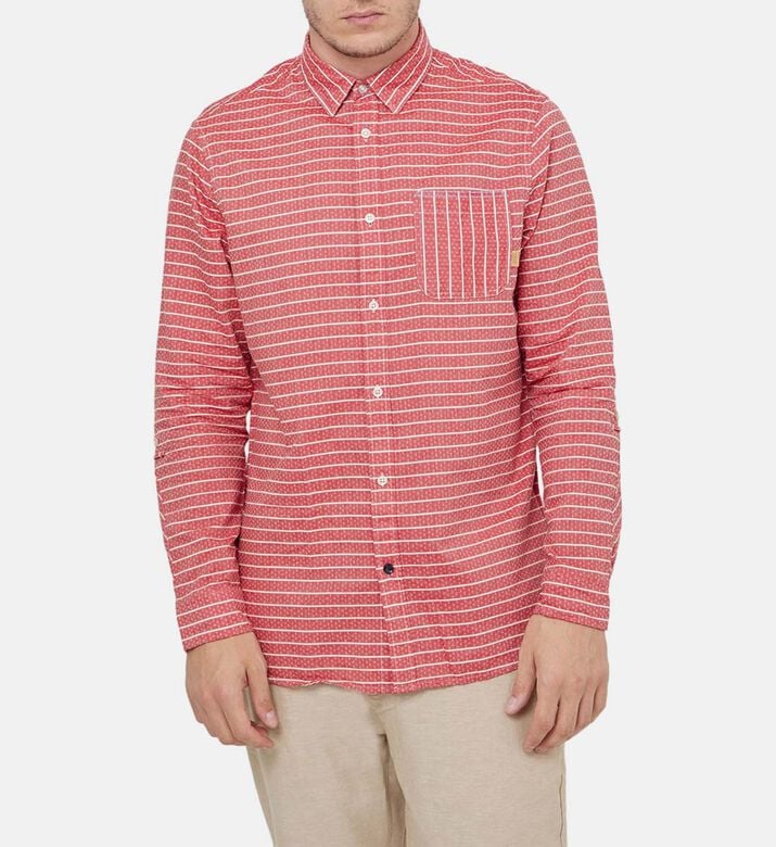 Striped Sleeve-adjustment Shirt Striped Sleeve-adjustment Shirt