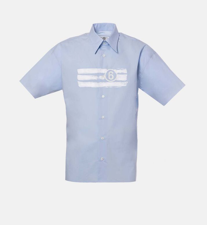 Short-sleeve Plain Cotton Shirt