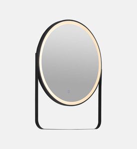 مرآة حمام دائرية مضاءة توضع على الرف