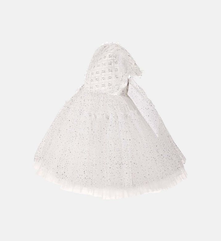 فستان تول بطبعة قماش فضي