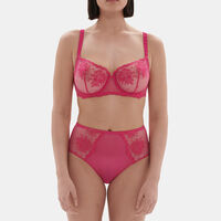 Floral-embroidery Tulle Retro Brief