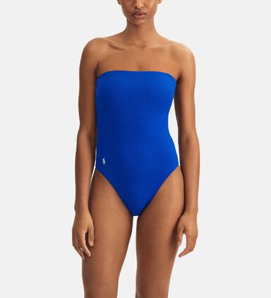 Cable-knit Strapless One-piece Swimsuit