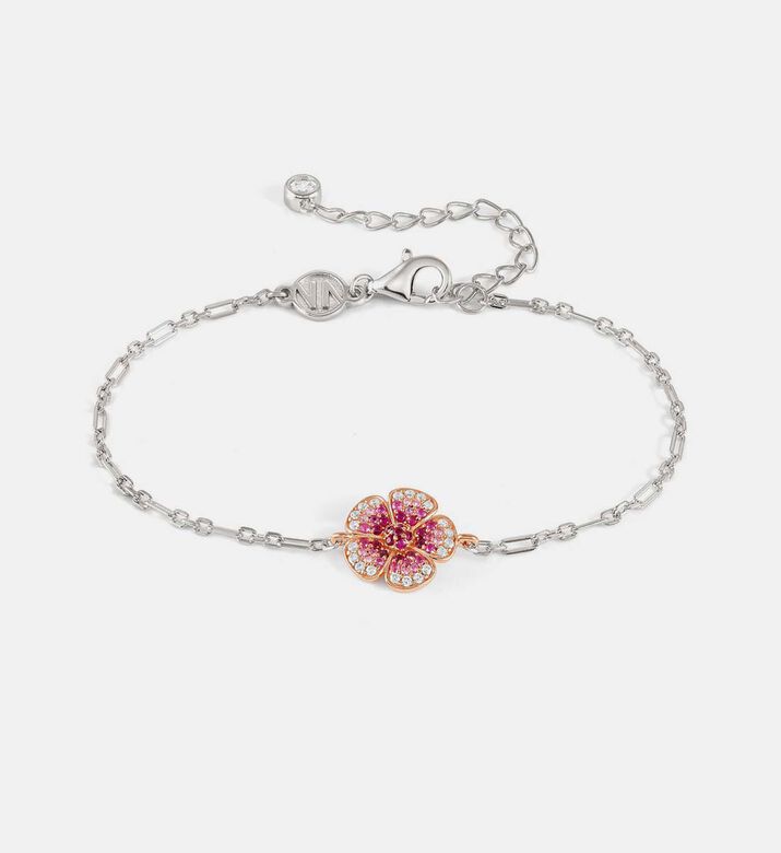 Crysalis Bi-tone Cubic Zirconia Flower Charm Bracelet