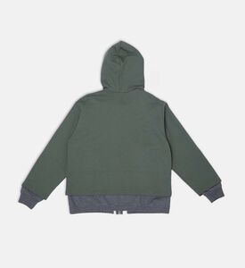 Cotton Contrasted Hem Logo Zipped Sweatshirt