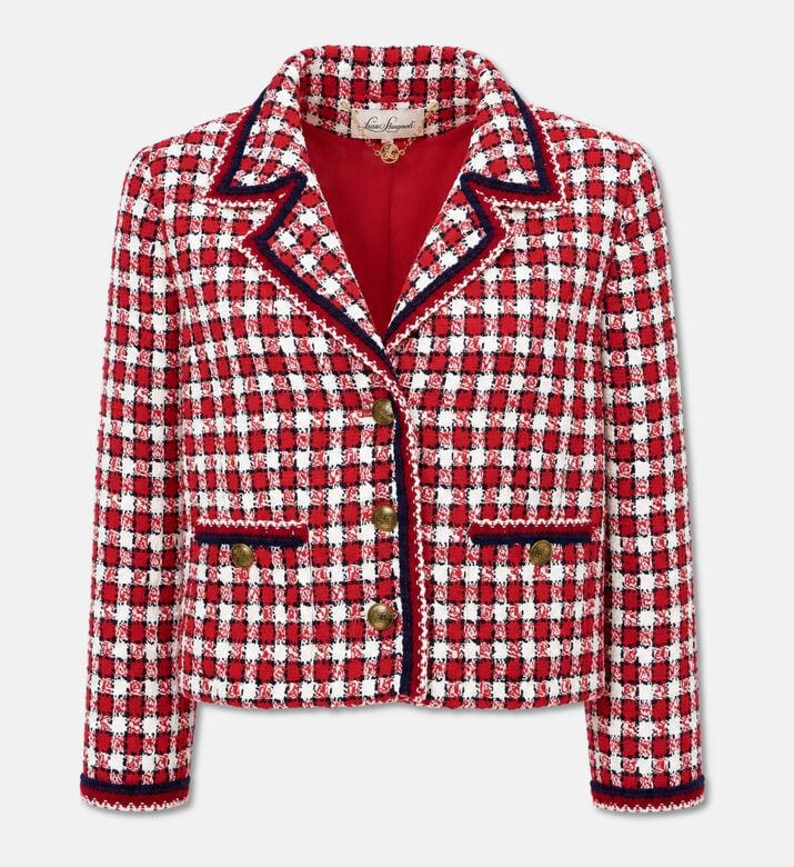 Luisa Spagnoli Textured Check Cropped Jacket, Packshot View