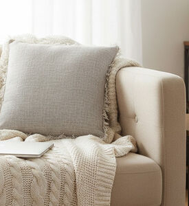 Home Deco and More Ganesha Linen-cotton Blend Filled And Vaccumed Cushion, Brown, 45x45-cm, Packshot View