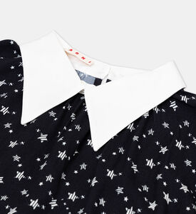 Stars-print Pointed Collar Flared Dress Stars-print Pointed Collar Flared Dress