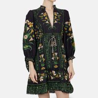 Black Flowers Arch Mini Dress