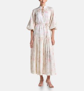 Carter and White Diana Floral-print Balloon Sleeves Maxi Dress, Model View