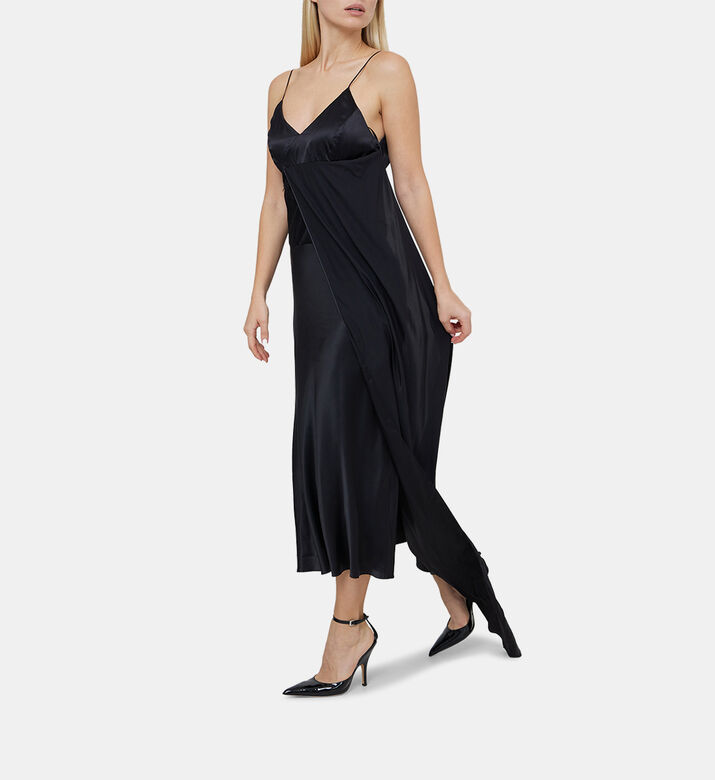 فستان ميدي حرير بأشرطة