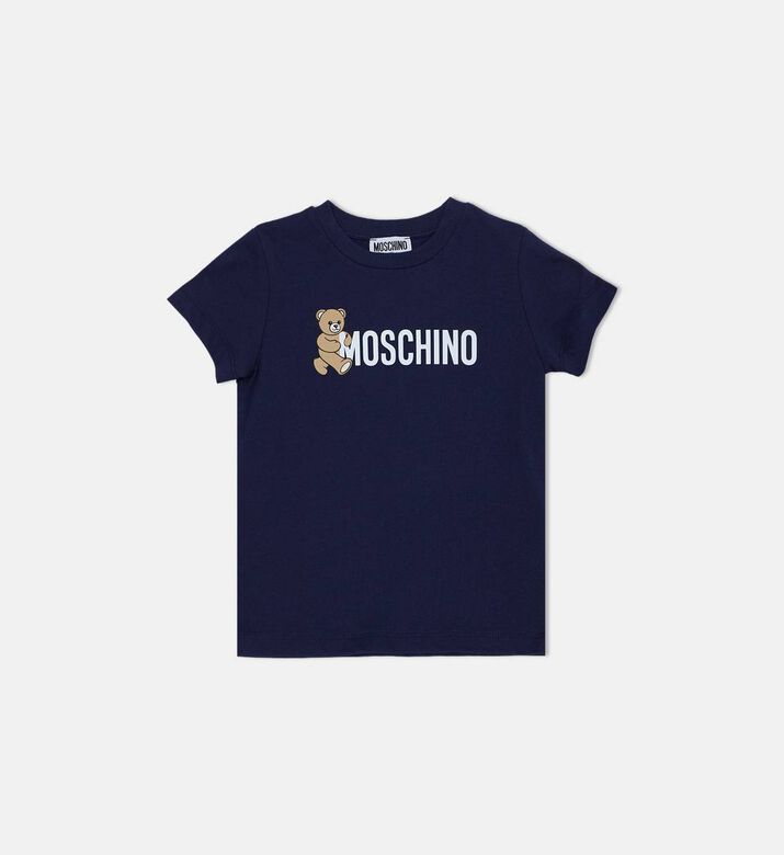 تيشيرت قصير الأكمام بطبعة دب تيدي وشعار