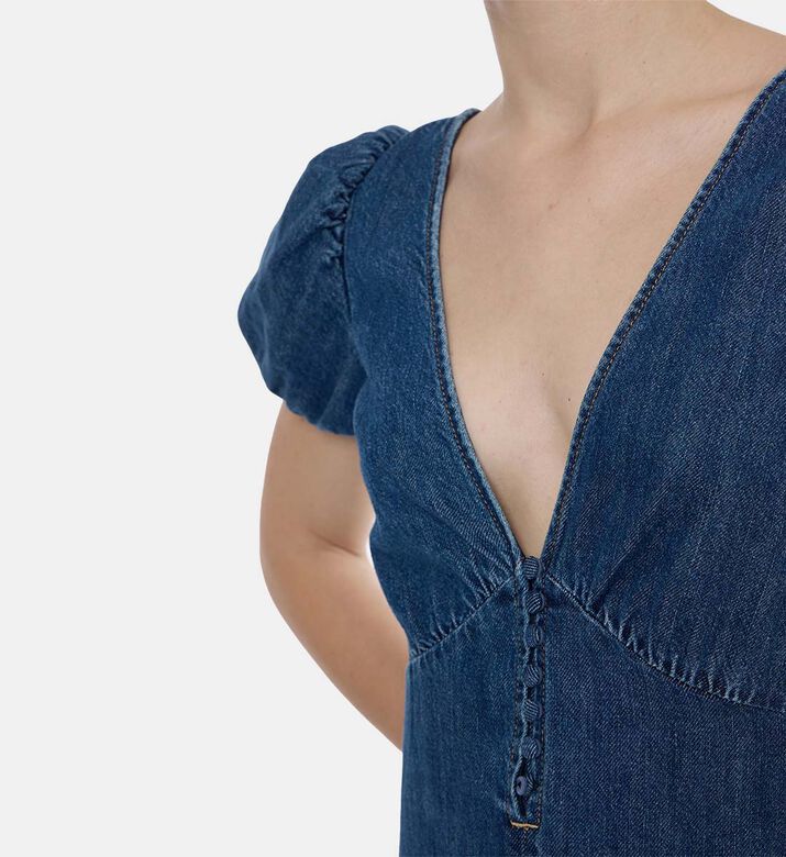 Alice and Olivia Puff Sleeve Denim Mini Dress, Model View