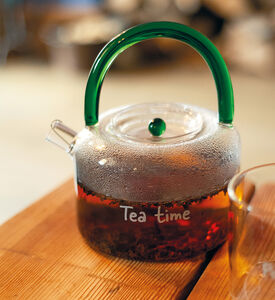 إبريق شاي زجاج بورسليكات بمصفاة