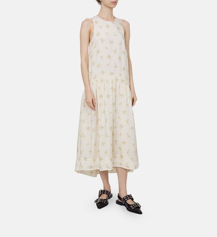 Floral-print Sleeveless Midi Dress Floral-print Sleeveless Midi Dress