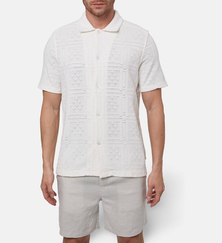 Les Deux Knit Button Closure Short-sleeve Polo, White, Xl, Model View