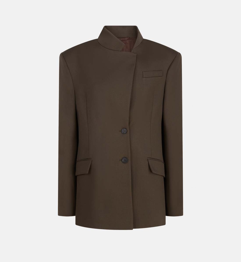 High-neck Button-up Jacket