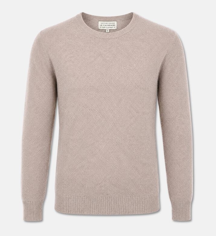 Galeries Lafayette Textured Cashmere Crewneck Sweater, Beige, M, Packshot View