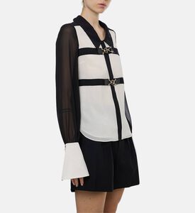 Edward Achour Paris Buckle Strap Paneled Blouse, Model View