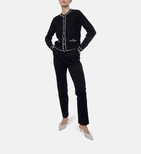 Weill Tweed Braid-detail Round Neck Cardigan, Model View