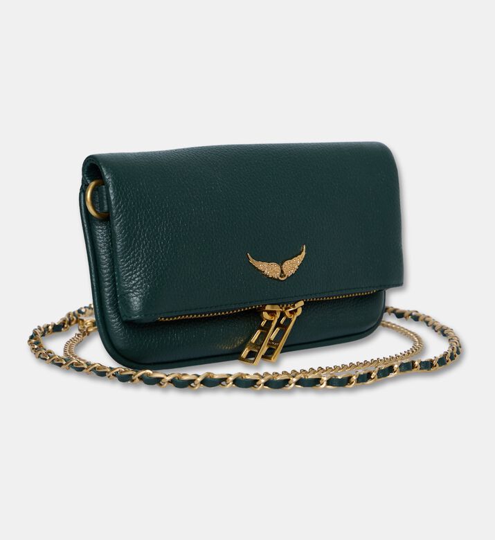 Zadig et Voltaire Embellished Logo-detail Crossbody Flap Bag, Green, Packshot View