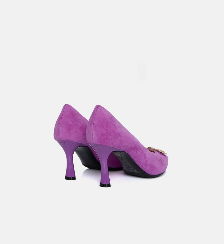 Suede Leather Pointed-toe Kitten Heel Pumps