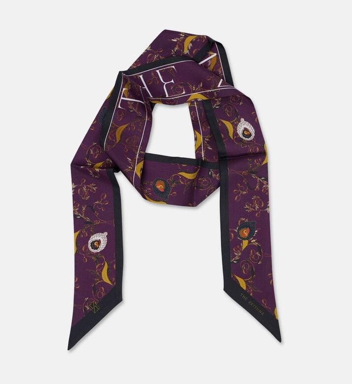 The Zeituna The Nest Gold Logo-detail Rectangular Silk Scarf, Packshot View